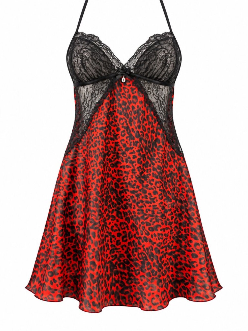 La Vie en Rose Red Leopard Lace Babydoll Nightgown XS Y2K